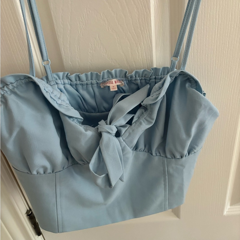 Cropped bustier girly light blue top perfect for summer